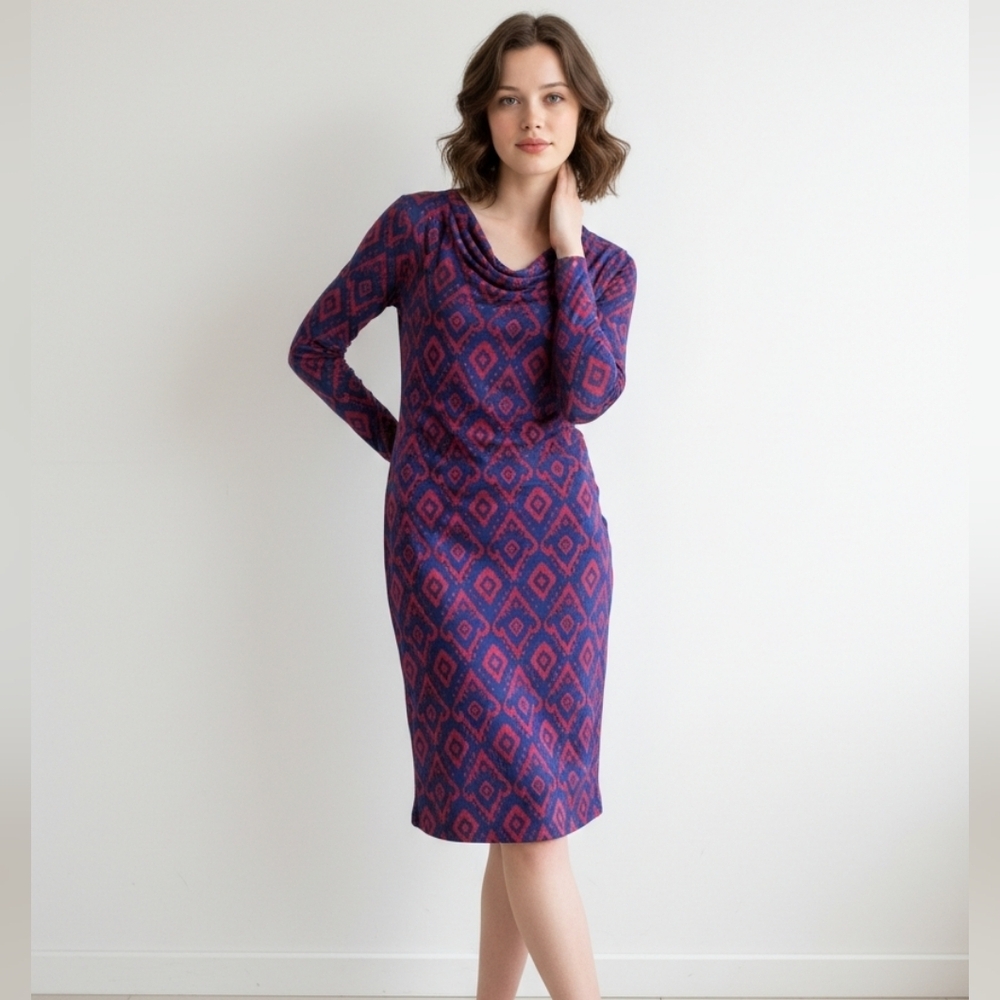 Geometric Patterned Long Sleeve Dress